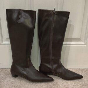 Dark Brown Knee High Leather J. Crew Boots Like New